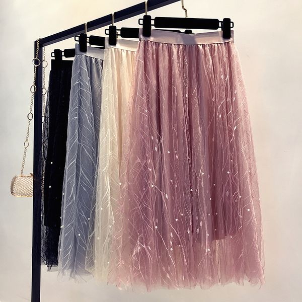 summer spring tulle skirt pleated long skirt women 2018 high waist bead tutu vintage lady party zy4281, Black
summer spring tulle skirt pleated long skirt women 2018 high waist bead tutu vintage lady party zy4281, Black