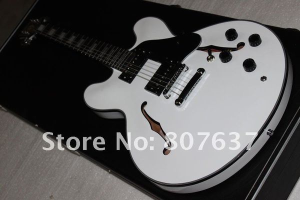 custom hollow jazz electric guitar,white double f holes jazz guitar,black binding,ing
custom hollow jazz electric guitar,white double f holes jazz guitar,black binding,ing