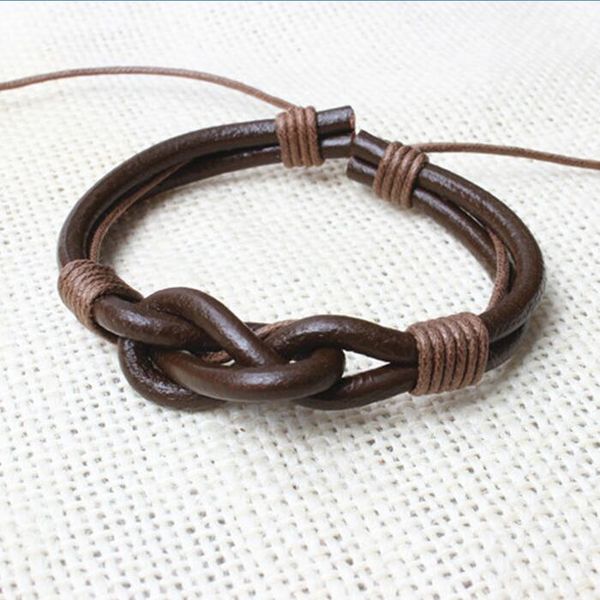 black/brown leather rope surf bracelet men knot wrist cuff bracelet fashion cool mens leather jewelry accessory ajustable size, White
black/brown leather rope surf bracelet men knot wrist cuff bracelet fashion cool mens leather jewelry accessory ajustable size, White