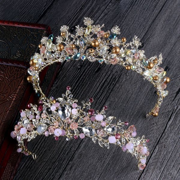 diezi fashion bride hair jewelry baroque handmade beaded luxury pink crystal tiara sweet princess crown wedding hair accessories, Golden;white
diezi fashion bride hair jewelry baroque handmade beaded luxury pink crystal tiara sweet princess crown wedding hair accessories, Golden;white