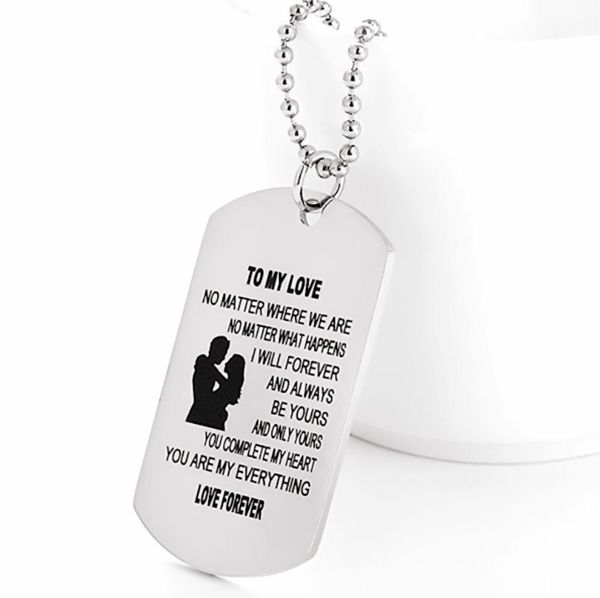 stainless steel necklace to my love couple dog tag necklaces love forever jewelry present love necklaces, Silver
stainless steel necklace to my love couple dog tag necklaces love forever jewelry present love necklaces, Silver
