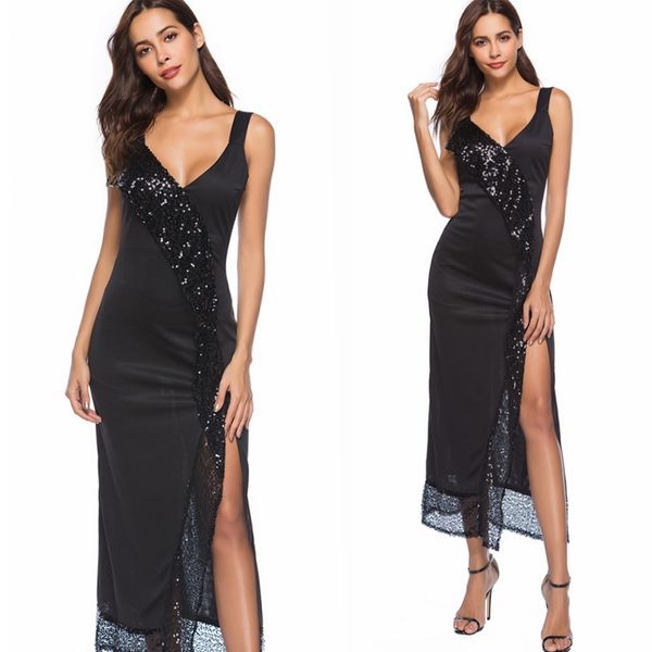 women's fashion party dress spaghetti strap deep v-neck sequined black dress bodycon dresses s l xl, White;black
women's fashion party dress spaghetti strap deep v-neck sequined black dress bodycon dresses s l xl, White;black