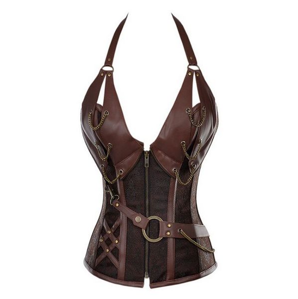 punk corset european and american court costumes black brown 14 steel bone punk leather corset halter corset size s-6xl, Black;white
punk corset european and american court costumes black brown 14 steel bone punk leather corset halter corset size s-6xl, Black;white
