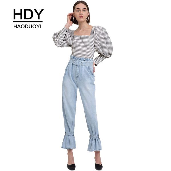 hdy haoduoyi casual women slash neck long puff sleeve sweet brief blouse plaid square neck regular button lattice female shirt, White
hdy haoduoyi casual women slash neck long puff sleeve sweet brief blouse plaid square neck regular button lattice female shirt, White