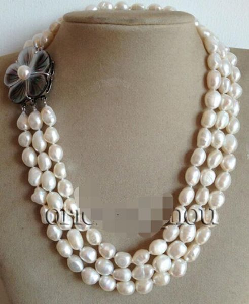 new style **3 row 11-12mm natural white baroque freshwater pearl shell flower necklace fashion wedding party jewellery, Silver
new style **3 row 11-12mm natural white baroque freshwater pearl shell flower necklace fashion wedding party jewellery, Silver