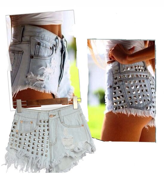 high waist shorts women denim short feminino punk tassel rivet ripped pantalones cortos mujer bermuda feminina clothes, White;black
high waist shorts women denim short feminino punk tassel rivet ripped pantalones cortos mujer bermuda feminina clothes, White;black