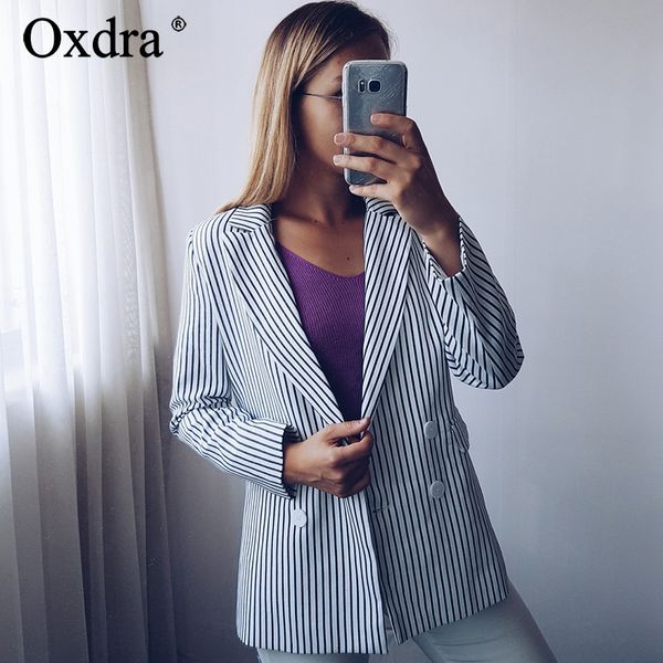 oxdra women 2018 autumn new notched blazer long sleeve striped blazers for women jackets casual outerwear, White;black
oxdra women 2018 autumn new notched blazer long sleeve striped blazers for women jackets casual outerwear, White;black