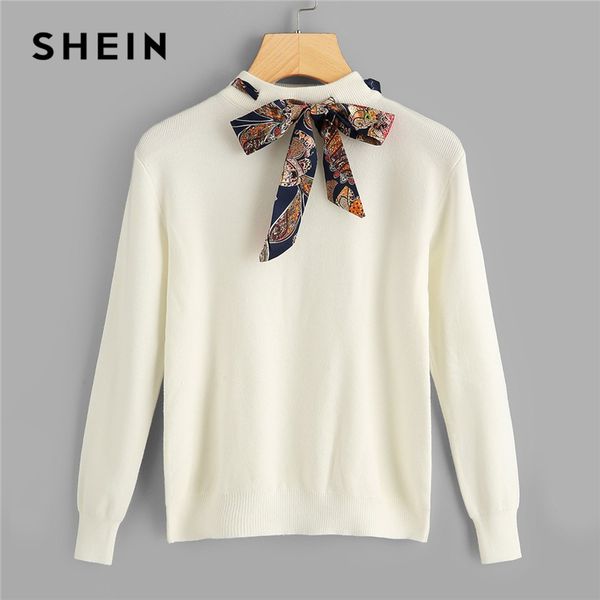 shein beige preppy knotted decoration tie neck stand collar solid casual sweaters 2018 autumn campus highstreet women pullovers, White;black
shein beige preppy knotted decoration tie neck stand collar solid casual sweaters 2018 autumn campus highstreet women pullovers, White;black