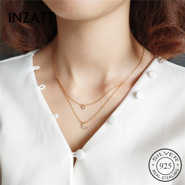 inzatt real 925 sterling silver zircon star moon double chain pendant necklace fine jewelry for women party cute accessories
inzatt real 925 sterling silver zircon star moon double chain pendant necklace fine jewelry for women party cute accessories
