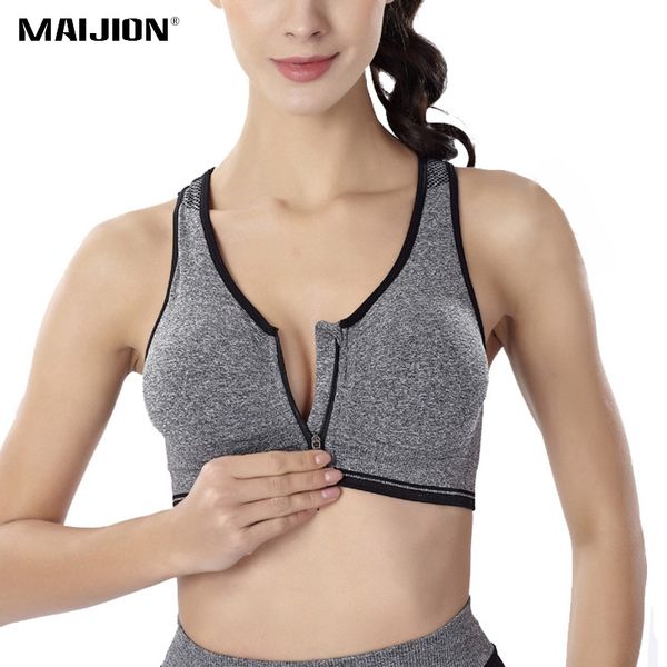 maijion women fitness yoga sports bra for running gym padded wireshakeproof underwear push up seamless front zipper bra, White;black
maijion women fitness yoga sports bra for running gym padded wireshakeproof underwear push up seamless front zipper bra, White;black