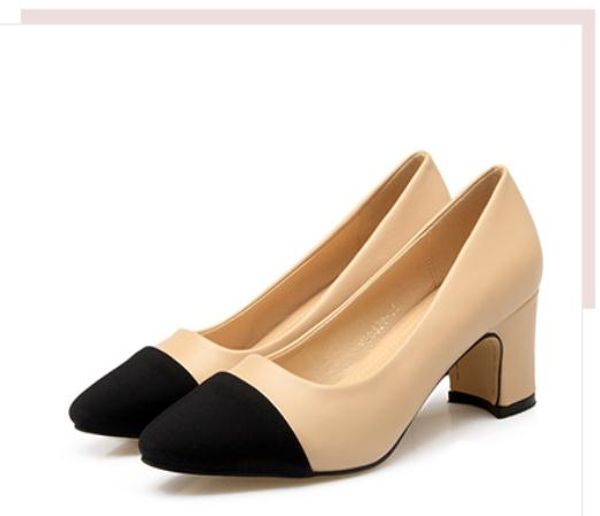 send high heeled shoes autumn blue patchwork coarse heel women's single shoes, Black
send high heeled shoes autumn blue patchwork coarse heel women's single shoes, Black