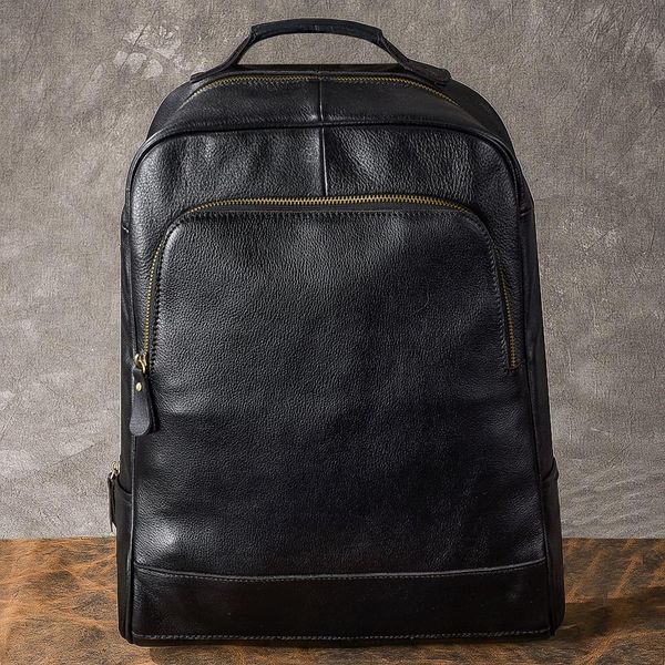 classic men's backpacks black genuine leather shoulder bag leather business travel bag 15 inch lapcomputer backpack 
classic men's backpacks black genuine leather shoulder bag leather business travel bag 15 inch lapcomputer backpack
