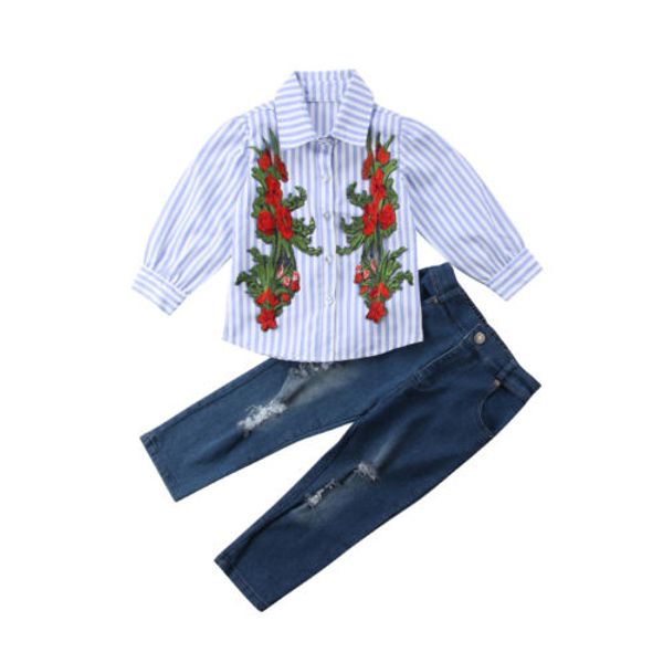 casual toddler baby girl long sleeve floral shirt+ripped jeans pants outfits set size 2-6t, White
casual toddler baby girl long sleeve floral shirt+ripped jeans pants outfits set size 2-6t, White