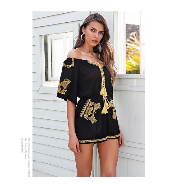 Casual Off Shoulder Embroidery Jumpsuit Romper Women Lace Up Tassel Ethnic Short Jumpsuit Casual Summer Romper Elegant
Casual Off Shoulder Embroidery Jumpsuit Romper Women Lace Up Tassel Ethnic Short Jumpsuit Casual Summer Romper Elegant