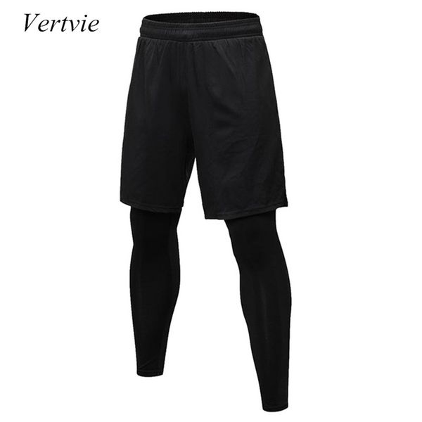 vertvie two piece compression pants men shorts+leggings sportswear gym fitness tights sports trouser breathable running pants, Black;blue
vertvie two piece compression pants men shorts+leggings sportswear gym fitness tights sports trouser breathable running pants, Black;blue