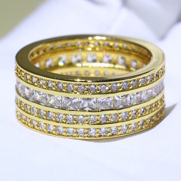 choucong classical stunning jewelry 925 silver&gold fill four row 5a cubic zirconia princess cz stack engagement band ring for women gift, Slivery;golden
choucong classical stunning jewelry 925 silver&gold fill four row 5a cubic zirconia princess cz stack engagement band ring for women gift, Slivery;golden