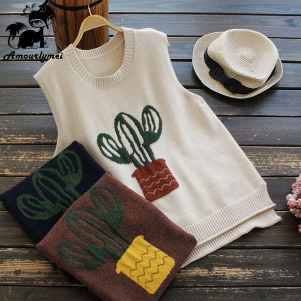 spring autumn women pullovers sweater vest 2018 mori girl cactus round neck sleeveless knitted vest female casual waistcoat, Black;white
spring autumn women pullovers sweater vest 2018 mori girl cactus round neck sleeveless knitted vest female casual waistcoat, Black;white