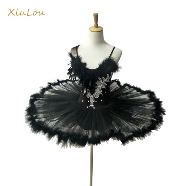 

2018 professional ballet tutu women white black swan ballet costume kids women feather tutu kids, Black;red