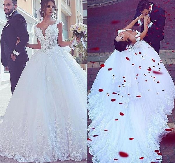 romantic lace short sleeve wedding dresses ball gowns floral applique beaded lace-up ball gowns bridal lace-up wedding dress custom made, White
romantic lace short sleeve wedding dresses ball gowns floral applique beaded lace-up ball gowns bridal lace-up wedding dress custom made, White