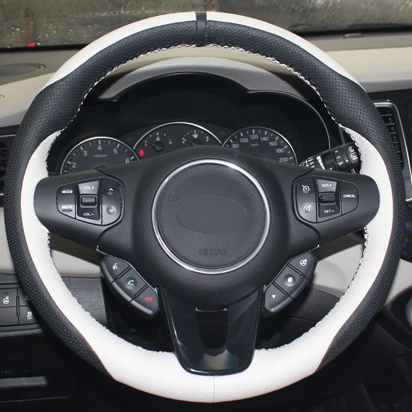 white black genuine leather hand-stitched car steering wheel cover for kia carens 2012 2013
white black genuine leather hand-stitched car steering wheel cover for kia carens 2012 2013