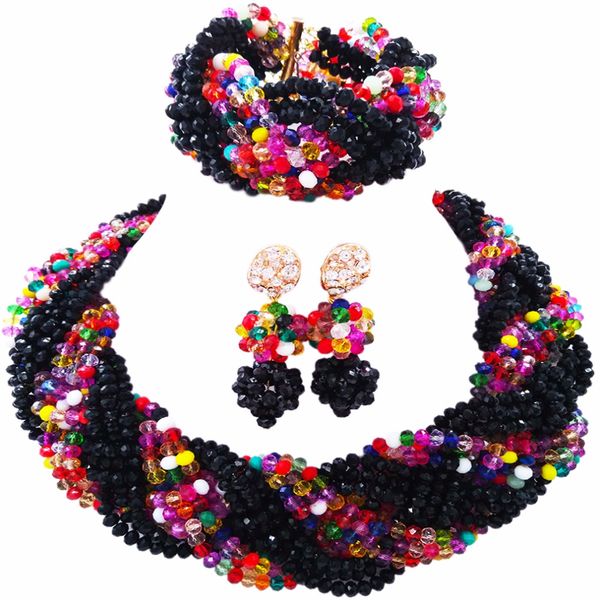 beautiful black multicolors crystal beaded necklaces costume nigerian wedding african beads jewelry set for women 12bz03, Slivery;golden
beautiful black multicolors crystal beaded necklaces costume nigerian wedding african beads jewelry set for women 12bz03, Slivery;golden