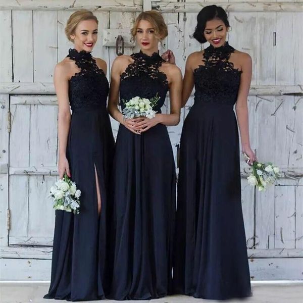 2018 navy blue bridesmaid dresses long chiffon a-line halter split side lace formal dresses party lace modest maid of honor dress, White;pink
2018 navy blue bridesmaid dresses long chiffon a-line halter split side lace formal dresses party lace modest maid of honor dress, White;pink