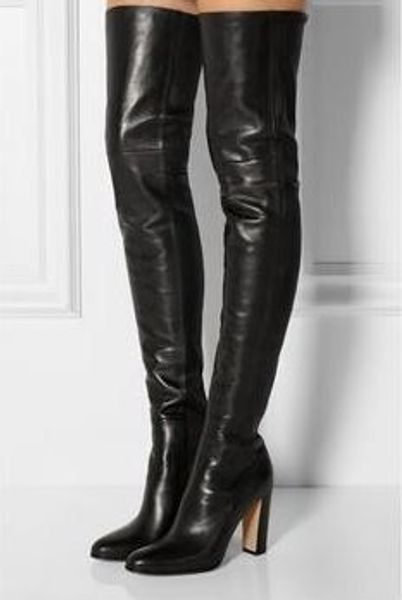 black leather over the knee boots women fashion long boots round toe chunky heels tight high big size 42 fashion shoe
black leather over the knee boots women fashion long boots round toe chunky heels tight high big size 42 fashion shoe