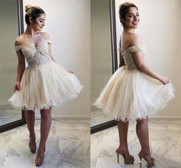 2018 Gorgeous Ivory Champagne White Off The Shoulder Homecoming Dresses Lace Appliques Tulle Knee Length Tutu Party Dresses Prom Dresses, Blue;pink
2018 Gorgeous Ivory Champagne White Off The Shoulder Homecoming Dresses Lace Appliques Tulle Knee Length Tutu Party Dresses Prom Dresses, Blue;pink