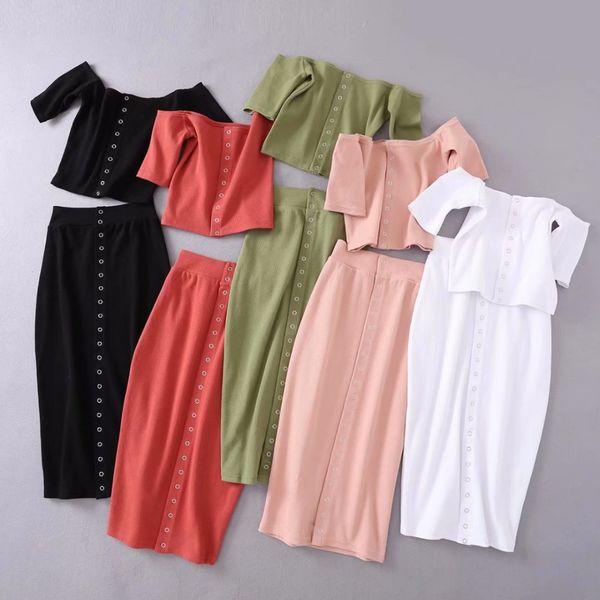 solid knitted front button 2 piece set women suit bodycon slim crop and skirt set female knee length outfit two piece, Gray
solid knitted front button 2 piece set women suit bodycon slim crop and skirt set female knee length outfit two piece, Gray