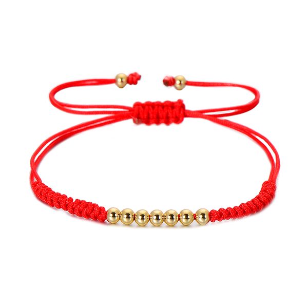 

vekno 4mm golden beads red string bracelet adjustable braiding macrame lucky bracelets for women men children handamde jewelry, Black
