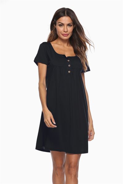 women's clothing wholesale short sleeves summer autumn women's wear buttons short sleeved dress, Black;gray
women's clothing wholesale short sleeves summer autumn women's wear buttons short sleeved dress, Black;gray