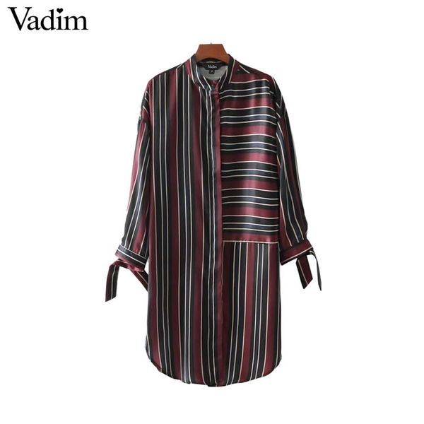vadim retro striped loose long shirt bow tie sleeve stand collar pleated blouse female asymmetrical fashion blusas lt2632, White
vadim retro striped loose long shirt bow tie sleeve stand collar pleated blouse female asymmetrical fashion blusas lt2632, White