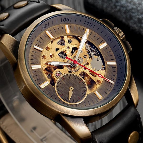 automatic skeleton steampunk mens watches 2018 mechanical watches retro leather mechanical male clock, Slivery;brown
automatic skeleton steampunk mens watches 2018 mechanical watches retro leather mechanical male clock, Slivery;brown