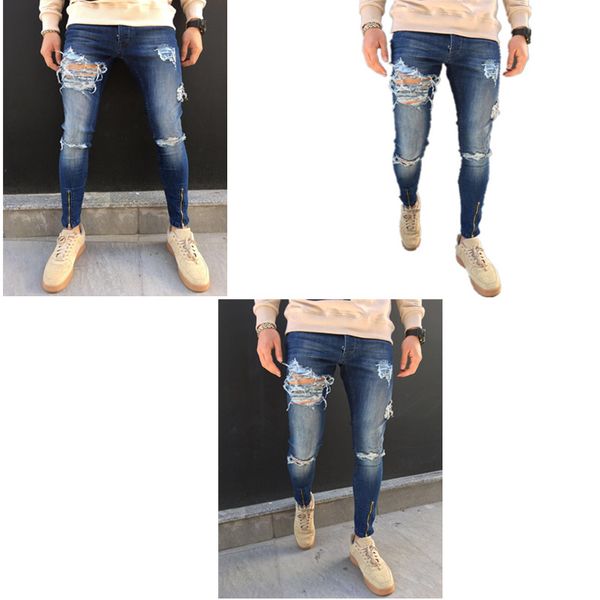 europe and the united states stretch men's jeans hole knife cut knee destruction elastic slim men's feet pants, Blue
europe and the united states stretch men's jeans hole knife cut knee destruction elastic slim men's feet pants, Blue