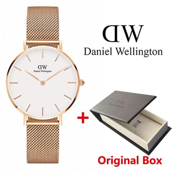 New trend girl teel trip daniel wellington watche 32mm women watche luxury quartz watch dw clock relogio feminino montre femme, Slivery;brown