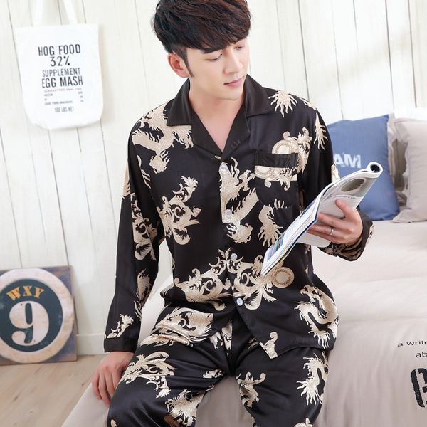 new arrival men's pajama sets long sleeve plus size l-3xl silk pijama feminino mujer home sleep wear ing, Black;brown
new arrival men's pajama sets long sleeve plus size l-3xl silk pijama feminino mujer home sleep wear ing, Black;brown