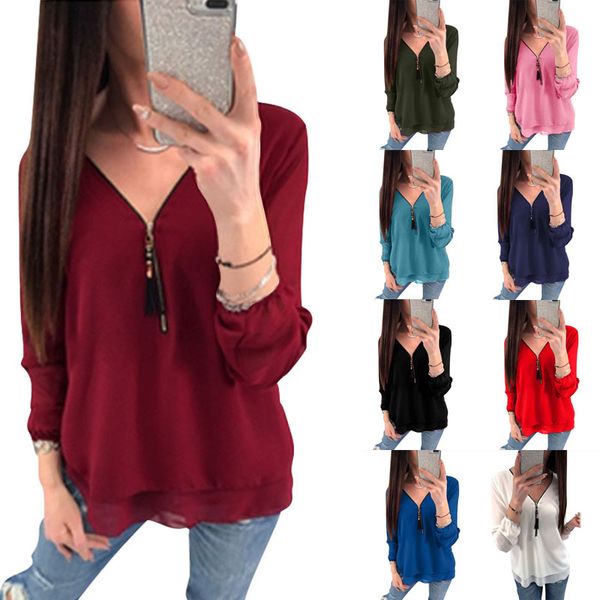 women chiffon blouse shirts solid zipper european back cross hollow summer autumn v neck long sleeve casual plus size s- 5xl fashion, White
women chiffon blouse shirts solid zipper european back cross hollow summer autumn v neck long sleeve casual plus size s- 5xl fashion, White