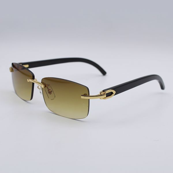 brand designer black buffalo horn sunglasses luxury retro rimless real for men women sun glasses with box case, White;black
brand designer black buffalo horn sunglasses luxury retro rimless real for men women sun glasses with box case, White;black