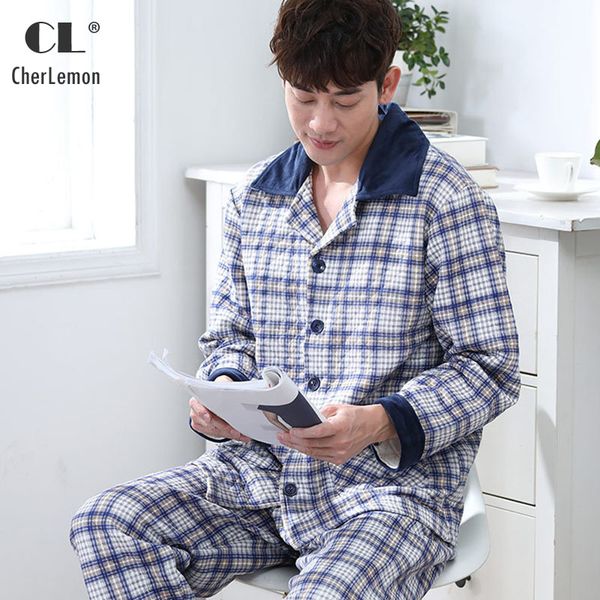 cherlemon winter long sleeve thicken sandwich cotton mens warm pajama set classic turn down collar male sleepwear -3xl, Black;brown
cherlemon winter long sleeve thicken sandwich cotton mens warm pajama set classic turn down collar male sleepwear -3xl, Black;brown