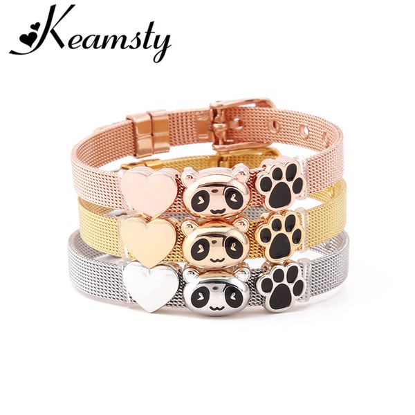 keamsty 1pcs cute panda charms bracelets 8 mm stainless steel mesh keeper for kids women slide charm bracelet silver gold, Golden;silver
keamsty 1pcs cute panda charms bracelets 8 mm stainless steel mesh keeper for kids women slide charm bracelet silver gold, Golden;silver
