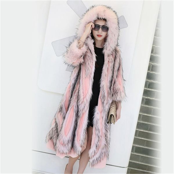 2017 winter fur coat fashionable new women's imitation fur midi pattern hooded pink imitation coat celebrity with same style, Black
2017 winter fur coat fashionable new women's imitation fur midi pattern hooded pink imitation coat celebrity with same style, Black