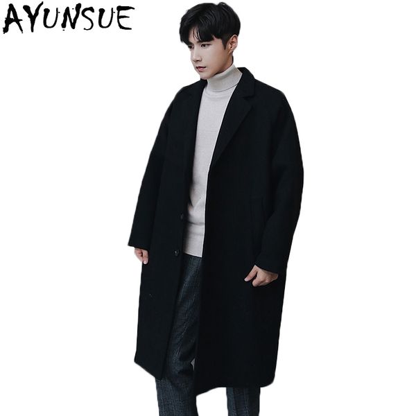 ayunsue new 2018 brand black clothing men woolen coat antumn winter long loose double breasted british woolen male jacket lx1380
ayunsue new 2018 brand black clothing men woolen coat antumn winter long loose double breasted british woolen male jacket lx1380