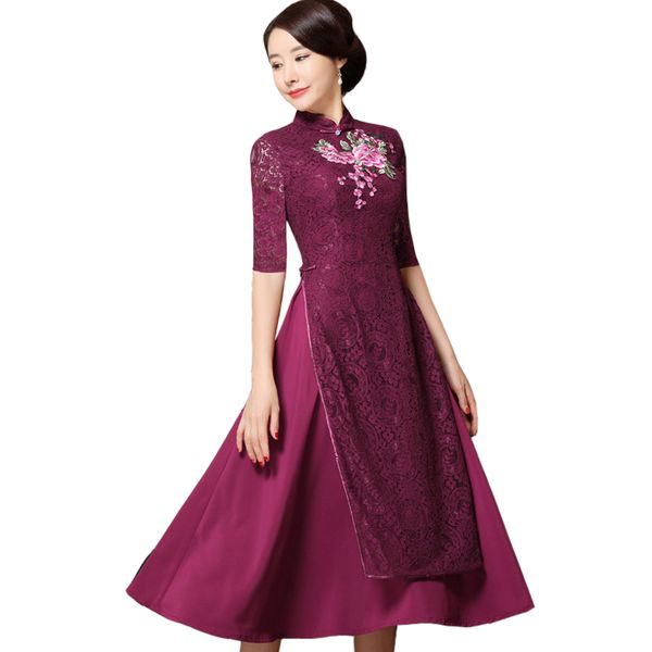 purple summer women lace chinese a-line dress embroidery flower long cheongsam ethnic vietnam aodai qipao oversize s-xxxxl, White;black
purple summer women lace chinese a-line dress embroidery flower long cheongsam ethnic vietnam aodai qipao oversize s-xxxxl, White;black