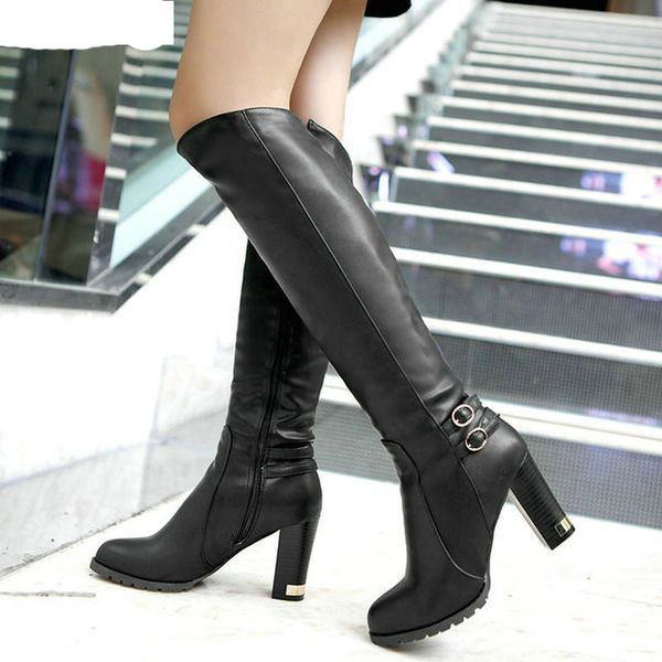 winter snow boots ladies wool inside knight boots women high-heeled knee high boots zipper large size, Black
winter snow boots ladies wool inside knight boots women high-heeled knee high boots zipper large size, Black