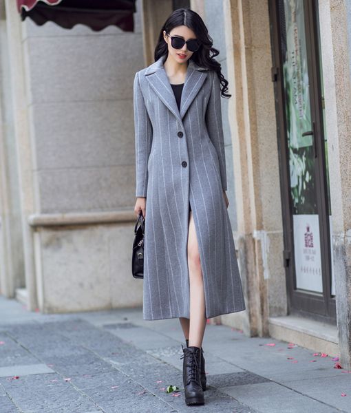 2019 women woolen overcoat stripe coats autumn and winter wool trench coat for women casual jacket long winter jacket women slim coat, White
2019 women woolen overcoat stripe coats autumn and winter wool trench coat for women casual jacket long winter jacket women slim coat, White