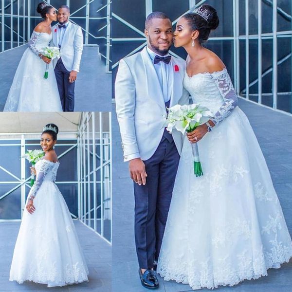 lace long sleeves wedding dresses south african a line summer bridal gowns lace up back off shoulder wedding vestidos custom made, White
lace long sleeves wedding dresses south african a line summer bridal gowns lace up back off shoulder wedding vestidos custom made, White
