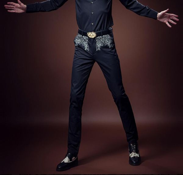 2018 new autumn men's pants fashion business banquet slim trousers gentleman suit pants plus size singer costumes, Black
2018 new autumn men's pants fashion business banquet slim trousers gentleman suit pants plus size singer costumes, Black
