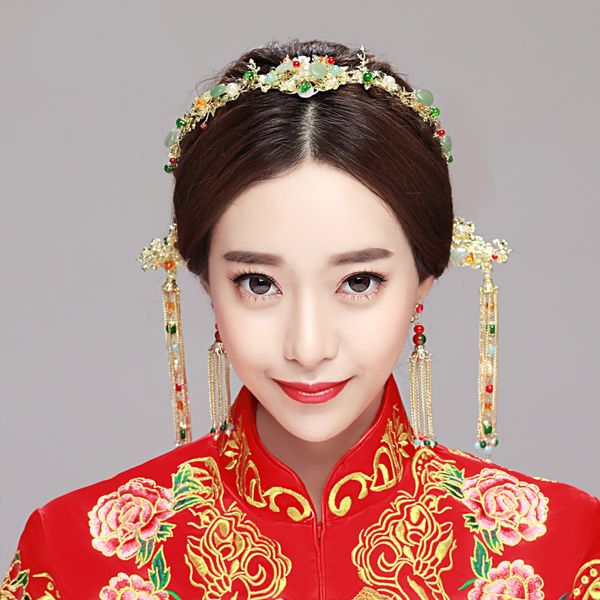 new chinese wedding hair accessories jewelry sets vintage bridal headband hair sticks long tassel earrings brides tiara hairwear, Slivery;golden
new chinese wedding hair accessories jewelry sets vintage bridal headband hair sticks long tassel earrings brides tiara hairwear, Slivery;golden