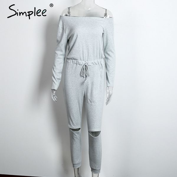 simplee casual off shoulder solid jumpsuit set romper women waist tie elastic autumn short overalls hole streetwear playsuit, Black;white
simplee casual off shoulder solid jumpsuit set romper women waist tie elastic autumn short overalls hole streetwear playsuit, Black;white
