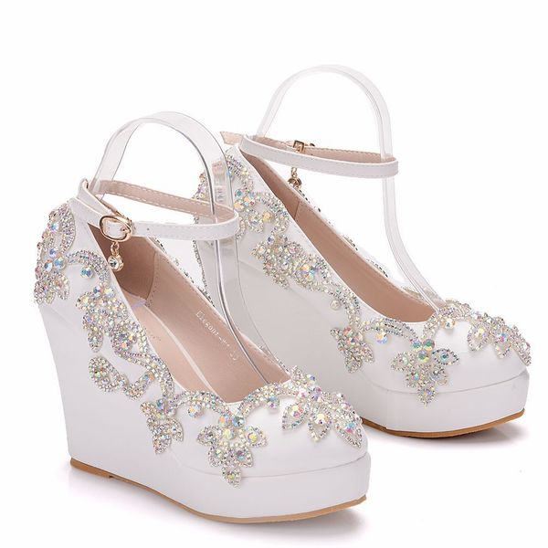 new fashionl ab crystal round toe shoes for women white heels fashion platform wedding shoes wedge heel shoes plus size bridal heels, Black
new fashionl ab crystal round toe shoes for women white heels fashion platform wedding shoes wedge heel shoes plus size bridal heels, Black